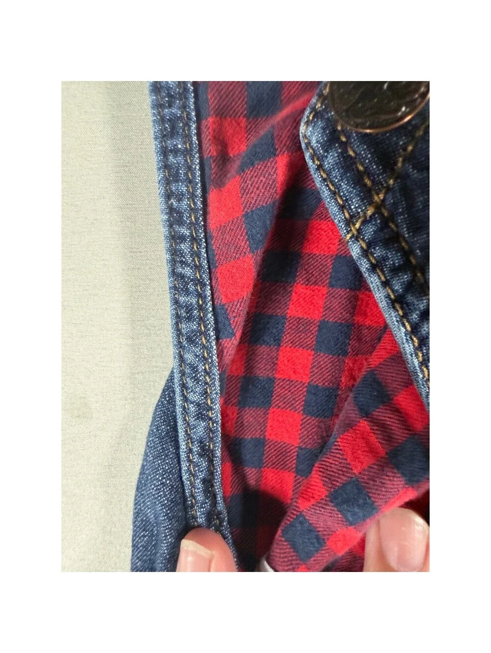 OshKosh Bgosh Kids 2T Flannel Lined Denim Overalls Vestbak Blue Plaid